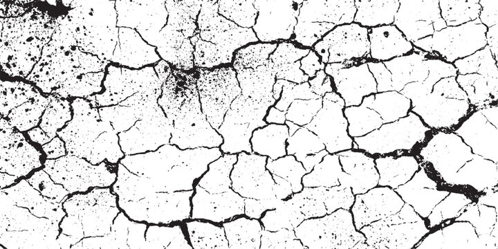 Abstract grunge black and white distressed texture crack effect,  black grunge texture design features a cracked spider web pattern on a dirty old glass window surface with a broken stone wall illustr