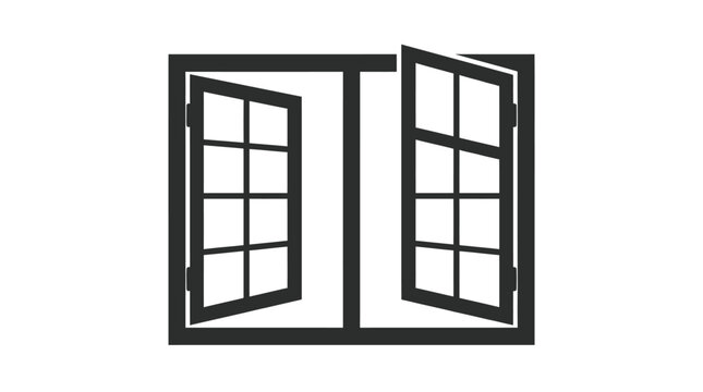 Open Window Illustration Depicting Two Sashes and Frame in Black.