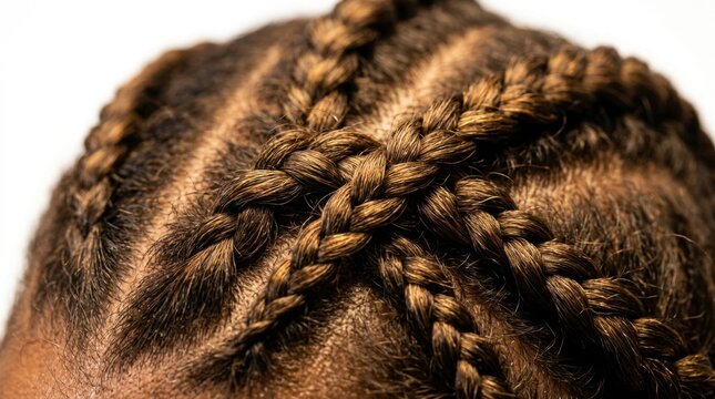 Cornrow Braids Close-Up Detail on Dark Brown Hair