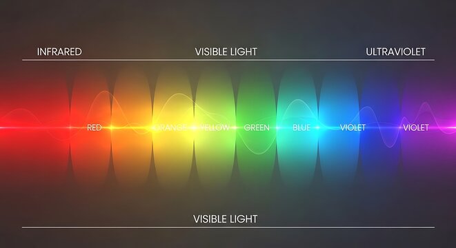 Electromagnetic Spectrum Showing Visible Light, Infrared, and Ultraviolet Radiation