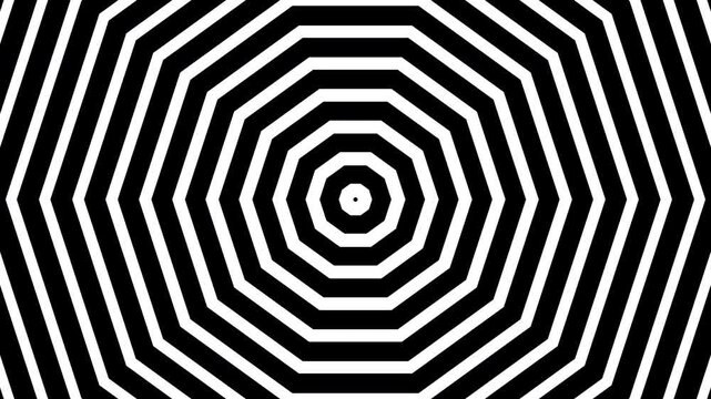 Concentric octagonal lines with hypnotic patterns and visual contrast suitable for design projects needing geometric optical illusions.