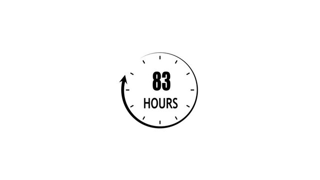 83 hours countdown timer animation, minimalist rotating clock for deadlines and time management