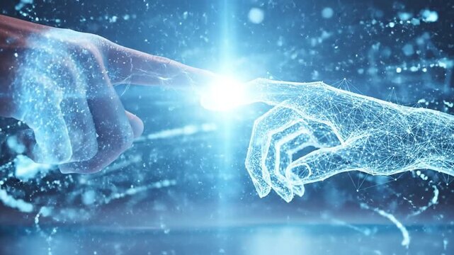 Human and AI Connection - A Futuristic Digital Touch.