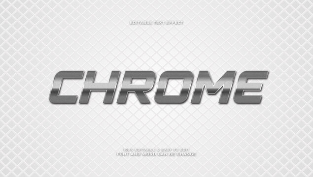 Chrome editable text effect vector on white textured grid background