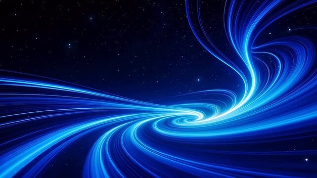 Abstract blue light swirls in space
