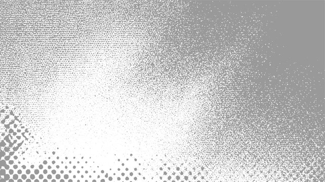 Gradient of grey dots and irregular shapes fading from white to dark grey pattern texture