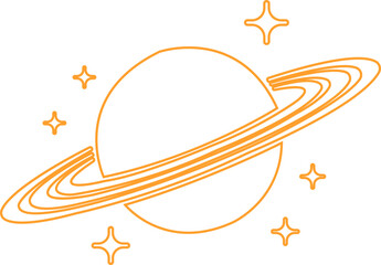 Saturn planet, ringed world and galaxy icon in line style vector, space, cosmic, astronomy, orbit, universe symbols bundle © AbdulJabbar