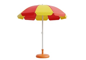 Obraz premium Bright beach umbrella with red and yellow canopy