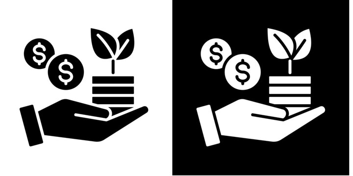 Microloan Icon Set White Glyph Style Collection