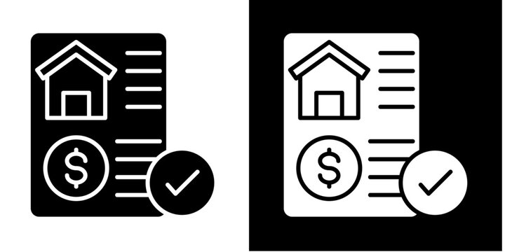 Loan Approval Icon Set White Glyph Style Collection