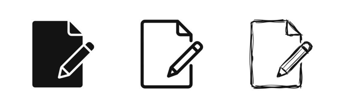 Document Editing and File Writing Pen Icon Set