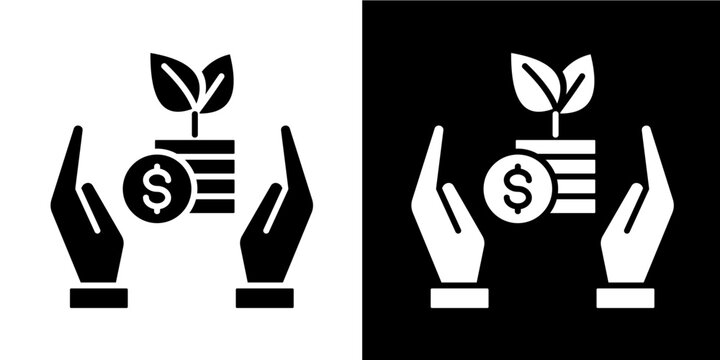 Microfinance Institution Icon Set White Glyph Style Collection