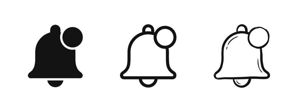Notification bell icon set for apps and websites