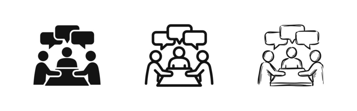 Business meeting and team collaboration icon set