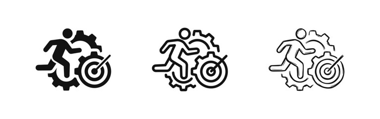 Efficiency and productivity performance icon set © drawing lines