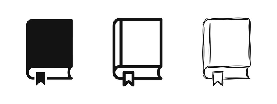 Book with bookmark knowledge education icon set