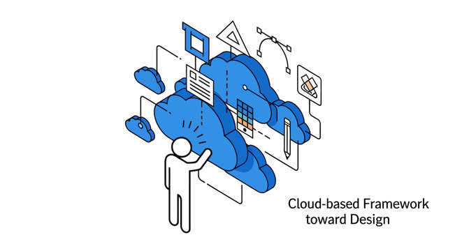 Modern cloud based framework design concept illustration.