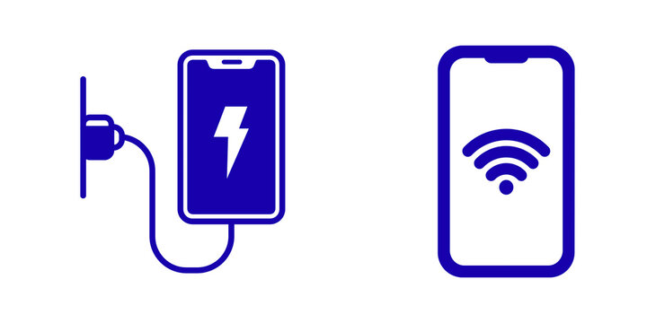 Mobile phone with charging and Wi-Fi icons isolated on transparent background