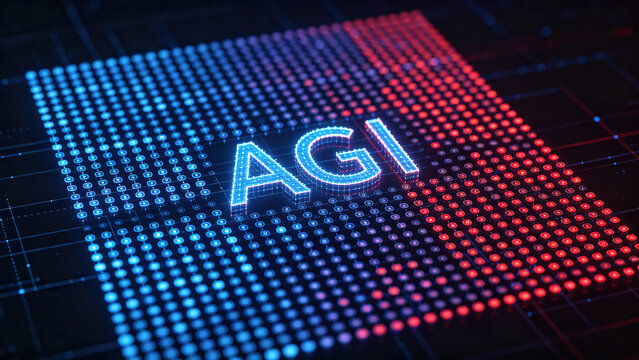 Visualization of AGI quantum error correction codes, including the letter "AGI," and visualization of surface code quantum error correction lattices.