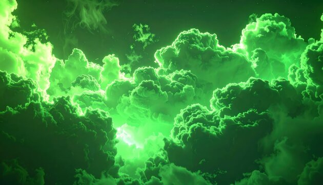 Ethereal Green Clouds Illuminated by an Inner Light.