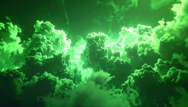 Ethereal Green Clouds Illuminated by an Unseen Light Source.