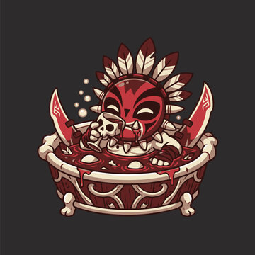 Chibi Bathing Blood Seeker Hero Dota 2 Cute Artwork