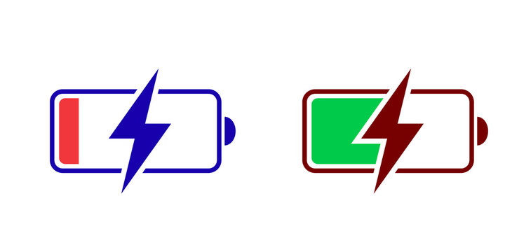 Battery charge level icons, isolated on transparent background