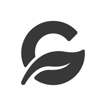 Elegant Black and White Leaf Inside a Circle Logo Design.