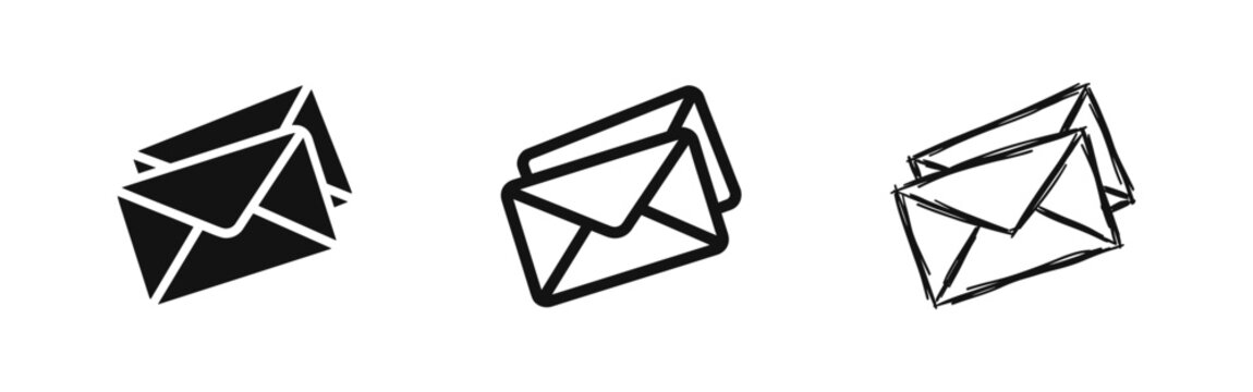 Mail and email message icons with envelope stack