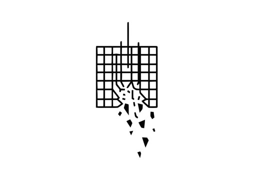 Geometric shapes falling apart.