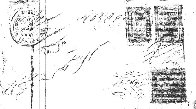 Antique document with circular stamp and handwritten script paper vintage