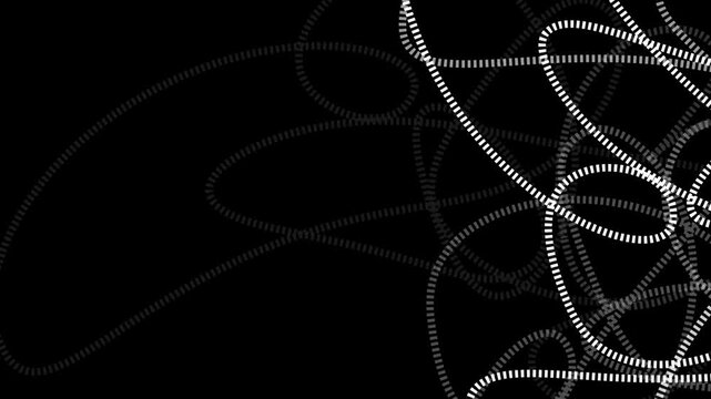 Minimal White Dotted Overlapping Paths Moving on Black Background