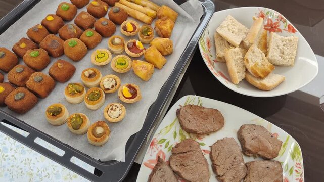 Assortment of appetizers and starters for a party buffet