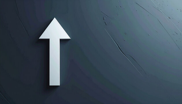 White arrow pointing up on dark background
