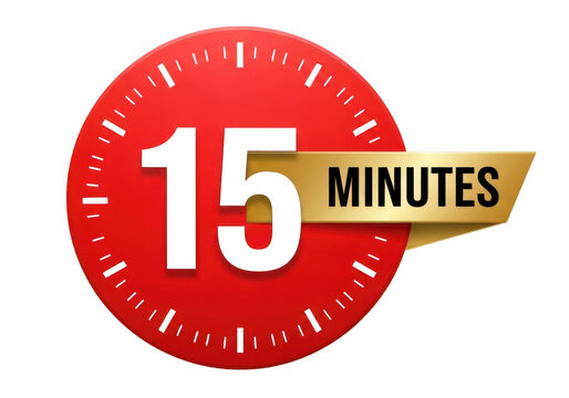 15 minutes timer icon isolated on transparent background