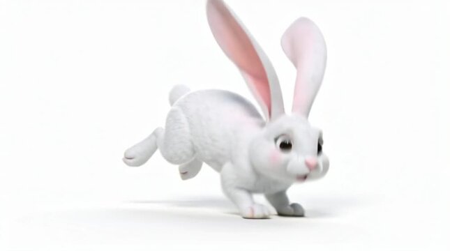 A white rabbit isolated on a white background, similar to a studio product shot.