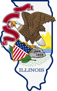 Illinois IL state flag in state map shape symbol USA vector isolated on transparent background