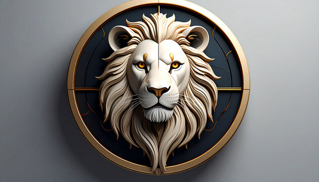Majestic Lion Face with Golden Eyes and Mane