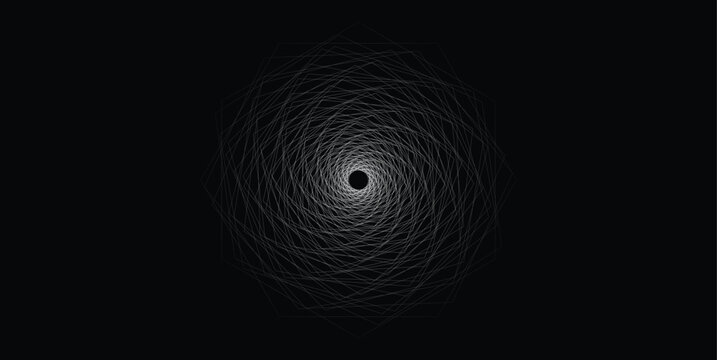 Abstract Geometric Spiral Vortex With Concentric Polygon Lines And Central Dot