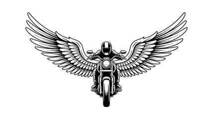 Adobe Illustrator ArtworkMotorcycle with Angel Wings Emblem - Biker Culture Symbol © Feroz Hasan