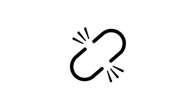 Animated Link Unlink Symbols for Network Status and Attachment Management. Link and Unlink Icon Animation with Smooth Motion and Seamless Loop.