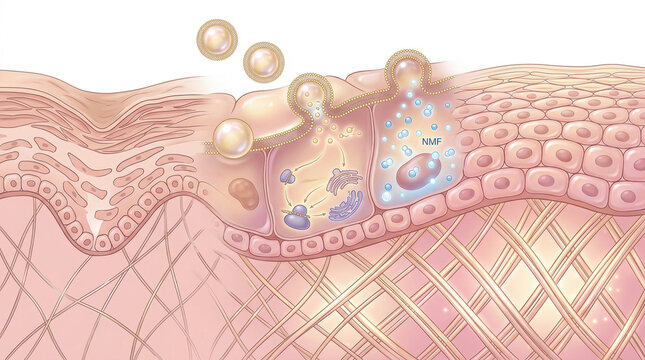 Exosome interaction with cells biological research lab scientific illustration microenvironment close-up cellular dynamics