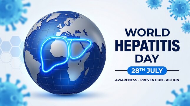 World Hepatitis Day 28th July Awareness Prevention Action Global Health Concept with Earth and Liver Icon