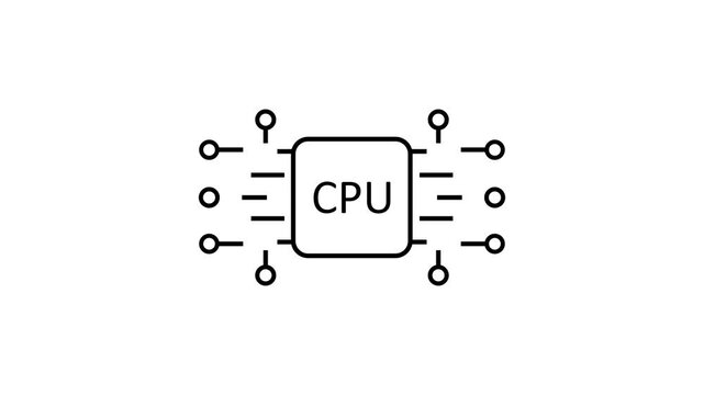 Central Processing Unit Technology. CPU Processor Chip Icon with Circuit Connections.