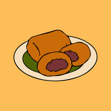 Fried getuk cartoon icon illustration vector graphic