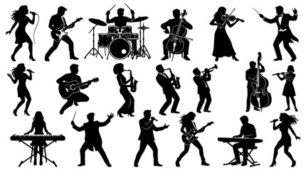 Musicians Silhouette Collection: Diverse Instruments and Genres © Lilis
