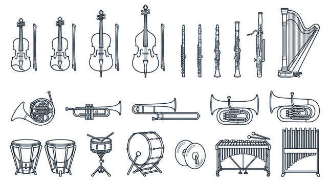 Orchestral Instruments Collection: String, Wind, Brass, Percussion, Harp