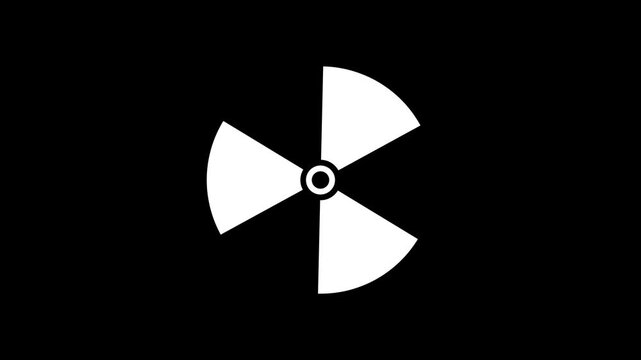 Animated Nuclear Radiation Hazard Sign. Radiation Warning Nuclear Hazard Symbol Animation on Black Background.