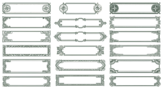 Vintage Decorative Frames Set: Ornate Borders, Text Boxes, and Ornamental Elements