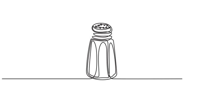Animated self drawing of Salt and Pepper Shakers continuous one line drawing minimalism design, A continuous line drawing of a salt shaker with holes 